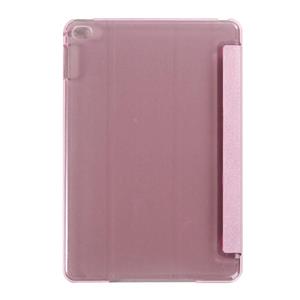 huismerk Zijde textuur horizontale Flip lederen draagtas met drie-vouwen houder voor iPad mini 4(Pink)