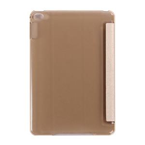 huismerk Zijde textuur horizontale Flip lederen draagtas met drie-vouwen houder voor iPad mini 4(Gold)