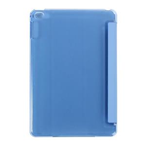 huismerk Zijde textuur horizontale Flip lederen draagtas met drie-vouwen houder voor iPad mini 4(Blue)