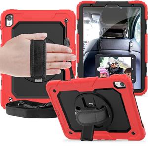 huismerk Schokbestendige kleurrijke silicagel + PC beschermende case voor iPad Pro 11 inch (2018) met houder & schouderriem & hand riem & pen sleuf (rood)