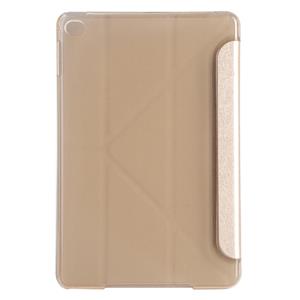 huismerk Transformatoren stijl Silk textuur horizontale Flip effen kleur lederen draagtas met houder voor iPad mini 4(Gold)