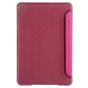 huismerk Transformatoren stijl Silk textuur horizontale Flip effen kleur lederen draagtas met houder voor iPad mini 4(Magenta)