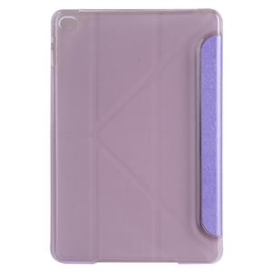 huismerk Transformatoren stijl Silk textuur horizontale Flip effen kleur lederen draagtas met houder voor iPad mini 4(Purple)