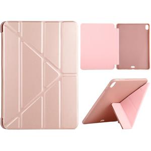 huismerk Millet Texture PU + Siliconen lederen behuizing met multi-opvouwbare houder voor iPad Air (2020) 10 9 inch (roze)