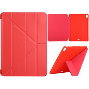 huismerk Millet Texture PU + Siliconen lederen behuizing met multi-opvouwbare houder voor iPad Air (2020) 10 9 inch (rood)