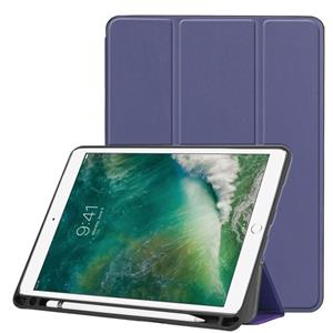 huismerk Custer textuur horizontale Flip lederen case voor iPad Pro 10 5 inch/iPad Air (2019) met drie-vouwen houder & pen slot (donkerblauw)