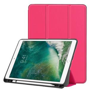 huismerk Custer textuur horizontale Flip lederen case voor iPad Pro 10 5 inch/iPad Air (2019) met drie-vouwen houder & pen slot (Rose Red)