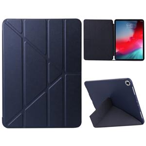 huismerk Gierst textuur PU + silica gel volledige dekking lederen case voor iPad Air (2019)/iPad Pro 10 5 inch met multi-vouwen houder (donkerblauw)