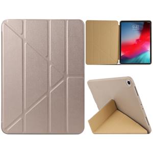 huismerk Gierst textuur PU + silica gel volledige dekking lederen draagtas voor iPad Air (2019)/iPad Pro 10 5 inch met multi-vouwen houder (goud)