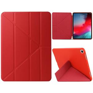 huismerk Gierst textuur PU + silica gel volledige dekking lederen draagtas voor iPad Air (2019)/iPad Pro 10 5 inch met multi-vouwen houder (rood)