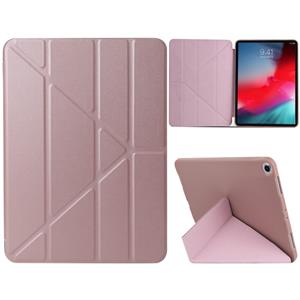 huismerk Gierst textuur PU + silica gel volledige dekking lederen case voor iPad Air (2019)/iPad Pro 10 5 inch met multi-vouwen houder (Rose goud)