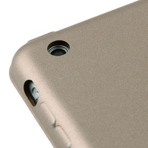 huismerk 3-vouw Naturally Treated lederen Smart hoesje met slaap / wekker functie & houder voor iPad mini 1 / 2 / 3(Goud)