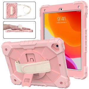 huismerk Contrast Color Robot Schokbestendig Silicon + PC Beschermhoes met houder & schouderriem voor iPad 9.7 & / AIR 2 / AIR (ROSE GOUD)