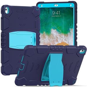 huismerk 3-laags beveiligingsschermframe + pc + Siliconen Schokbestendig Combinatiecase met Houder voor iPad Pro 10.5 / (NavyBlue + Blauw)