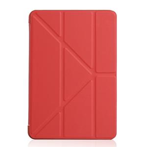 huismerk Gierst textuur PU + silica gel volledige dekking lederen draagtas voor iPad mini 2019 met multi-vouwen houder (rood)