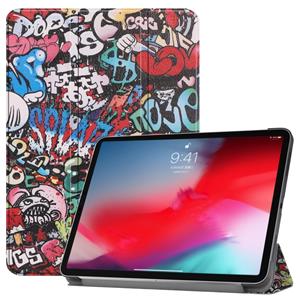 huismerk Horizontale Flip Graffiti patroon gekleurde geschilderd lederen Case voor iPad Pro 11 inch (2018) met drie-vouwen houder & Wake-up / Sleep functie