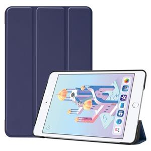 huismerk Custer textuur horizontale Flip Smart PU lederen draagtas voor iPad Mini 4/Mini 5 met slaap/Wake-up functie & drie-opvouwbare houder (blauw)