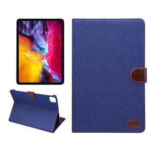 huismerk Voor iPad Pro 11 inch 2020 PC + Links en rechts Denim Lederen Case Wallet Card Houder Met Dormancy (Navy Blue)