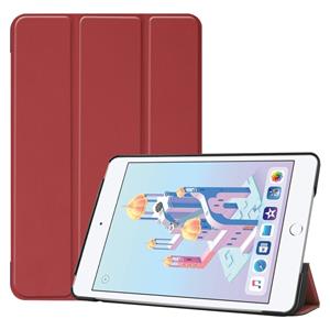 huismerk Custer textuur horizontale Flip Smart PU lederen draagtas voor iPad Mini 4/Mini 5 met slaap/Wake-up functie & drie-opvouwbare houder (wijn rood)