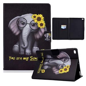 huismerk Elektrisch geperste TPU gekleurde tekening horizontale flip lederen behuizing met houder & pen sleuf voor iPad 5 / 6 / 8 / 9 (bloem olifant)