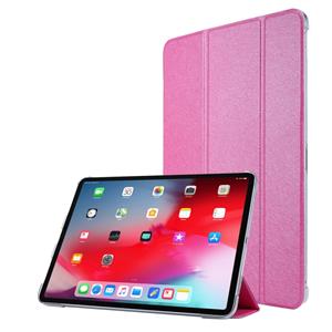 huismerk Voor iPad Pro 11(2020) TPU Silk Texture Drievoudige horizontale flip lederen behuizing met houder (Rose Red)