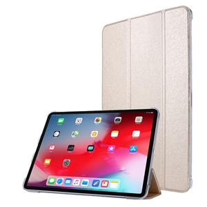 huismerk Voor iPad Pro 11(2020) TPU Silk Texture Drievoudige horizontale flip lederen behuizing met houder (goud)