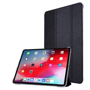 huismerk Voor iPad Pro 11(2020) TPU Silk Texture Drievoudige horizontale flip lederen behuizing met houder (zwart)