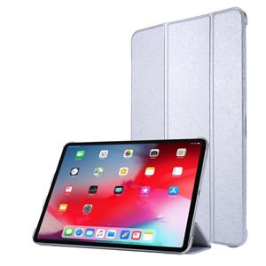 huismerk Voor iPad Pro 11(2020) TPU Silk Texture Drievoudige horizontale flip lederen behuizing met houder (zilver)