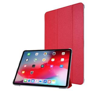 huismerk Voor iPad Pro 11(2020) TPU Silk Texture Drievoudige horizontale flip lederen behuizing met houder (rood)