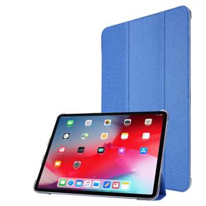 huismerk Voor iPad Pro 11(2020) TPU Silk Texture Drievoudige horizontale flip lederen behuizing met houder (blauw)