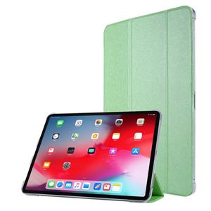 huismerk Voor iPad Pro 11(2020) TPU Silk Texture Drievoudige horizontale flip lederen behuizing met houder (groen)