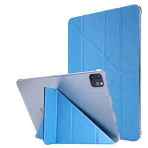 huismerk Voor iPad Pro 11 (2020) Silk Texture Horizontal Deformation Flip Leather Case with Three-folding Holder (Light Blue)