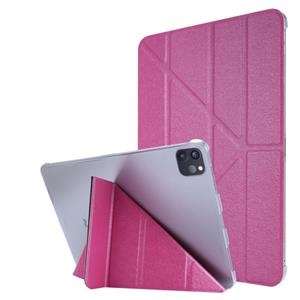 huismerk Voor iPad Pro 11 (2020) Silk Texture Horizontal Deformation Flip Leather Case with Three-folding Holder (Rose Red)