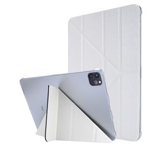 huismerk Voor iPad Pro 11 (2020) Silk Texture Horizontal Deformation Flip Leather Case with Three-folding Holder(White)