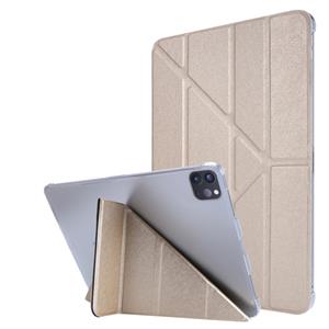 huismerk Voor iPad Pro 11 (2020) Silk Texture Horizontal Deformation Flip Leather Case with Three-folding Holder(Gold)