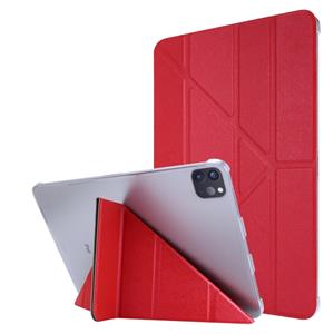 huismerk Voor iPad Pro 11 (2020) Silk Texture Horizontal Deformation Flip Leather Case with Three-folding Holder(Red)