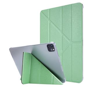 huismerk Voor iPad Pro 11 (2020) Silk Texture Horizontal Deformation Flip Leather Case with Three-folding Holder(Green)