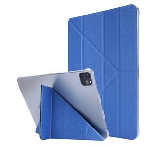 huismerk Voor iPad Pro 11 (2020) Silk Texture Horizontal Deformation Flip Leather Case with Three-folding Holder(Blue)