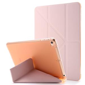 huismerk Voor iPad Mini 4 Airbag Vervorming horizontale flip lederen behuizing met houder (roze)