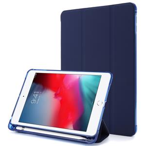 huismerk Voor iPad Mini 4 Airbag horizontale flip lederen behuizing met drievoudige houder (donkerblauw)