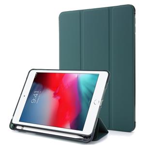 huismerk Voor iPad Mini 4 Airbag horizontale flip lederen behuizing met drievoudige houder (donkergroen)