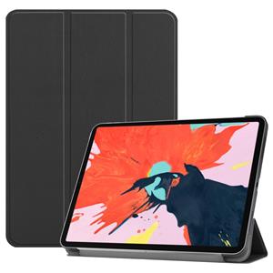 huismerk Custer textuur horizontale Flip PU lederen Case voor iPad Pro 12 9 inch (2018) met drie-vouwen houder & slaap / Wake-up Function(Black)