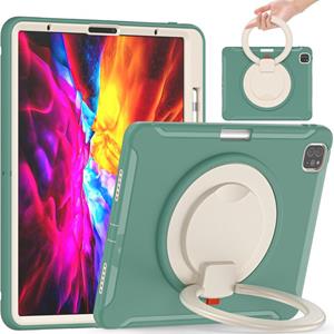 huismerk Shockproof TPU + PC Protective Case with 360 Degree Rotation Foldable Handle Grip Holder & Pen Slot For iPad Pro 12.9 2020 / 2018(Emmerald Green)