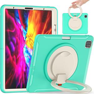 huismerk Shockproof TPU + PC Protective Case with 360 Degree Rotation Foldable Handle Grip Holder & Pen Slot For iPad Pro 12.9 2020 / 2018(Mint Green)