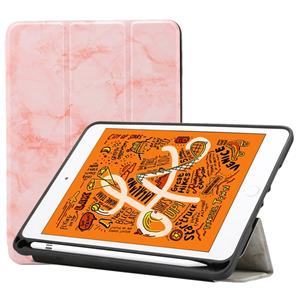 huismerk Marmeren textuur patroon horizontale Flip lederen case voor iPad mini 2019 met drie-opvouwbare houder & Pensleuf & slaap/Wake-up functie (roze)