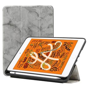 huismerk Marmeren textuur patroon horizontale Flip lederen case voor iPad mini 2019 met drie-opvouwbare houder & Pensleuf & slaap/Wake-up functie (grijs)