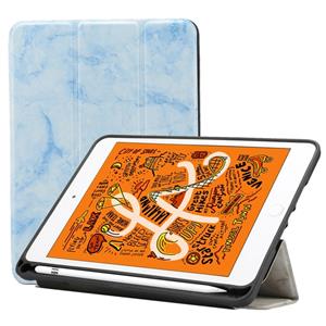 huismerk Marmeren textuur patroon horizontale Flip lederen case voor iPad mini 2019 met drie-opvouwbare houder & Pensleuf & slaap/Wake-up functie (blauw)