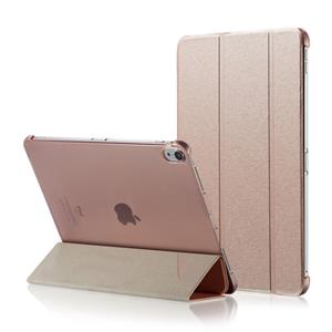 huismerk Zijde textuur horizontale Flip magnetische PU lederen case voor iPad Pro 11 inch (2018) met drie-opvouwbare houder & slaap/Wake-up functie (Rose goud