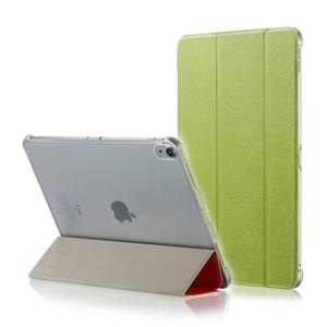 huismerk Zijde textuur horizontale Flip magnetische PU lederen case voor iPad Pro 11 inch (2018) met drie-opvouwbare houder & slaap/Wake-up functie (groen)