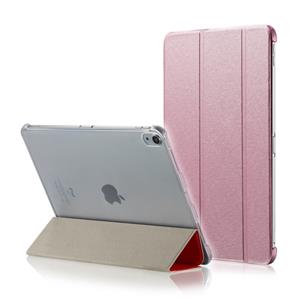 huismerk Zijde textuur horizontale Flip magnetische PU lederen case voor iPad Pro 11 inch (2018) met drie-opvouwbare houder & slaap/Wake-up functie (roze)